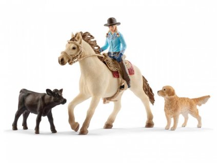 Schleich 42419 set westernová jezdkyně se zvířátky