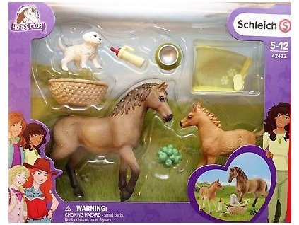 Schleich 42432 Set hříbě a Quarter kůň se štěňátkem a doplňky