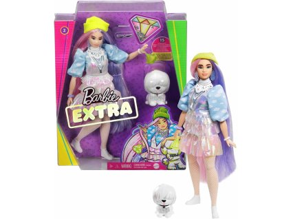 mattel barbie extra stylova dlouhovlaska s bilym chlupacem gvr05