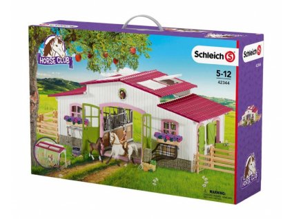 SCHLEICH Stáj s koňmi a příslušenstvím v pastelových barvách 42344