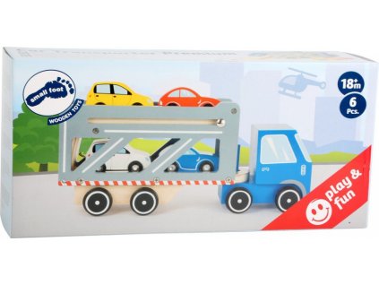 Legler Small Foot 11182 Small Foot Dřevěný transporter s 4 auty Premium