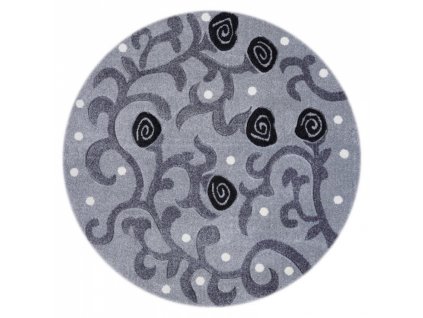 Livone Dětský koberec kulatý růže antracit/šedo-stříbrný 133cm