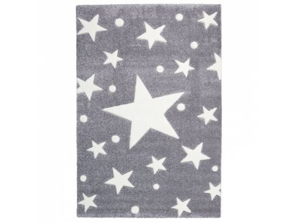 Livone Dětský koberec STARS Happy Rugs Stars stříbrně šedo-bílý 120 x 180 cm