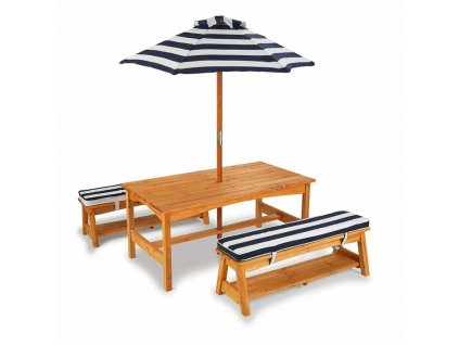 Kidkraft® 106 zahradní stolek & lavice s polštářky / slunečníkem