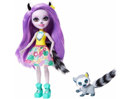 Mattel GFN44 Enchantimals Panenka se zvířátkem Larissa Lemur a Ringlet