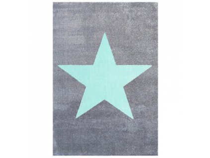 Livone Dětský koberec Happy Rugs STAR stříbrnošedý/ mátový 100x160cm