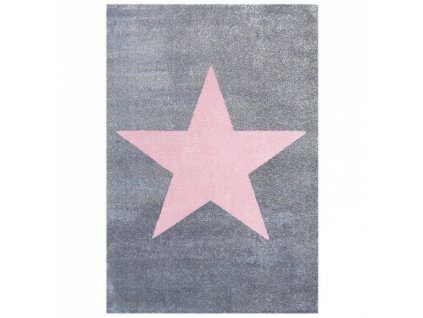 Livone Dětský koberec Happy Rugs STAR stříbrno-šedý/růžový 100x160cm