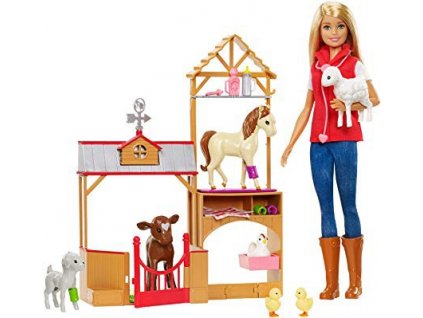 Mattel Barbie GCK86 farmářka a její zvířátka herní set