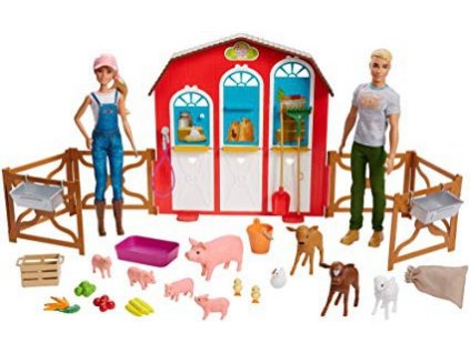 Mattel Barbie GFF51 farmářka Barbie, farmář Ken a jejich farma