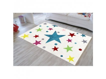 Livone Dětský koberec STARS 160 x 230cm krémová/multicolor