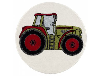 Livone Dětský koberec Happy Rugs Traktor kulatý 100cm