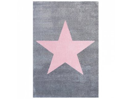 Livone Dětský koberec Happy Rugs STAR stříbrno-šedý/růžový 120x180cm
