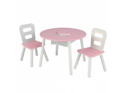 Kidkraft 26165 Stůl s úložným prostorem +2 židličky PINK