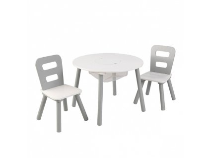 Kidkraft 26166 Stůl s úložným prostorem +2 židličky WHITE