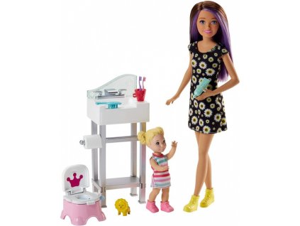 Barbie FJB01 Skipper Chůva herní set umyvadlo nočník