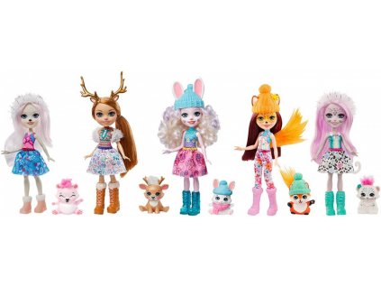 Mattel Enchantimals GXB20 Pristina Polar Bear, Rainey Reindeer, Bevy Bunny, Felicity Fox a Sybill Snow Leopard