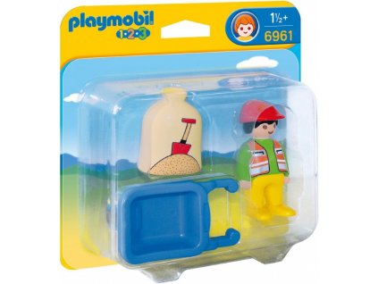Playmobil 1.2.3 - 6961 Stavař s kolečkem