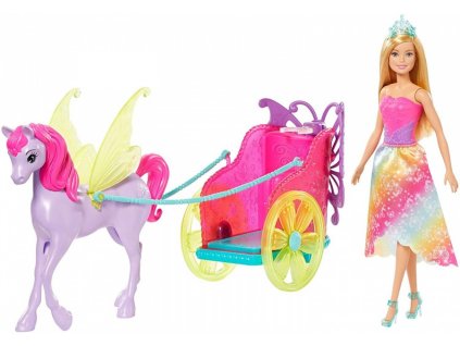 Mattel GJK53 Barbie Dreamtopia Princezna v kočáru a pohádkový kůň