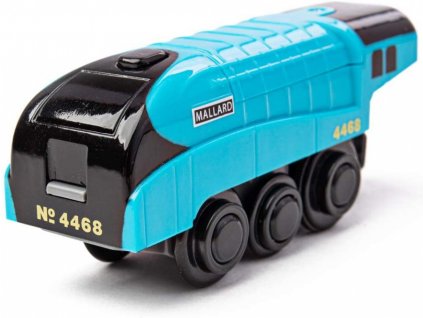 Bigjigs Rail Elektrická lokomotiva Mallard modrá BJT308