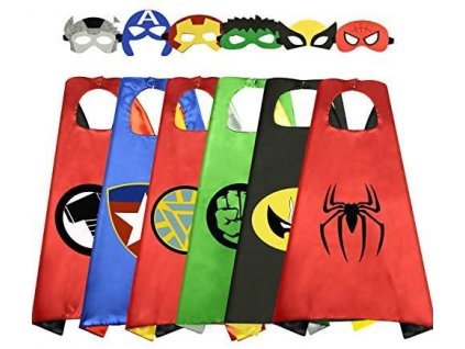 Wiki Dětský karnevalový kostým maska a plášť Superhrdinové Thor/Spiderman/Amerika/Iron Man/Hulk/Batman