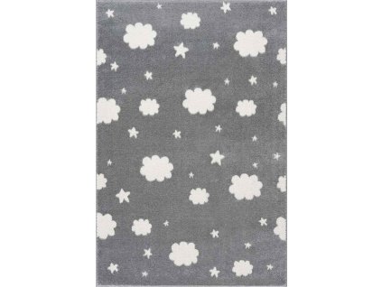 livone detsky koberec night time happy rugs stars stribrne sedo bily 120 x 180 cm