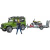 bruder 02598 land rover defender s privesem motorkou ducati a ridicem