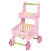 Dřevěný nákupní vozík růžový 3519