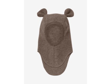 Kukla s mackovými uškami z merino vlny tmavohnedá