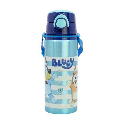 aluminium pop up bottle with strap 730 ml bluey