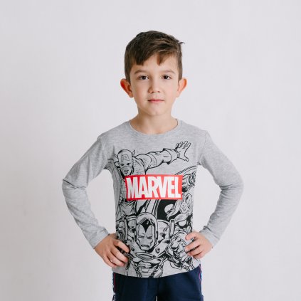 Tričko s dlhým rukávom Marvel sivé