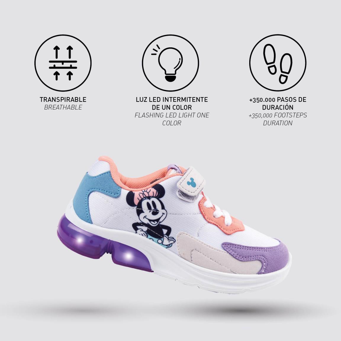 Blikajúce tenisky Minnie Mouse White Veľkosť: 32