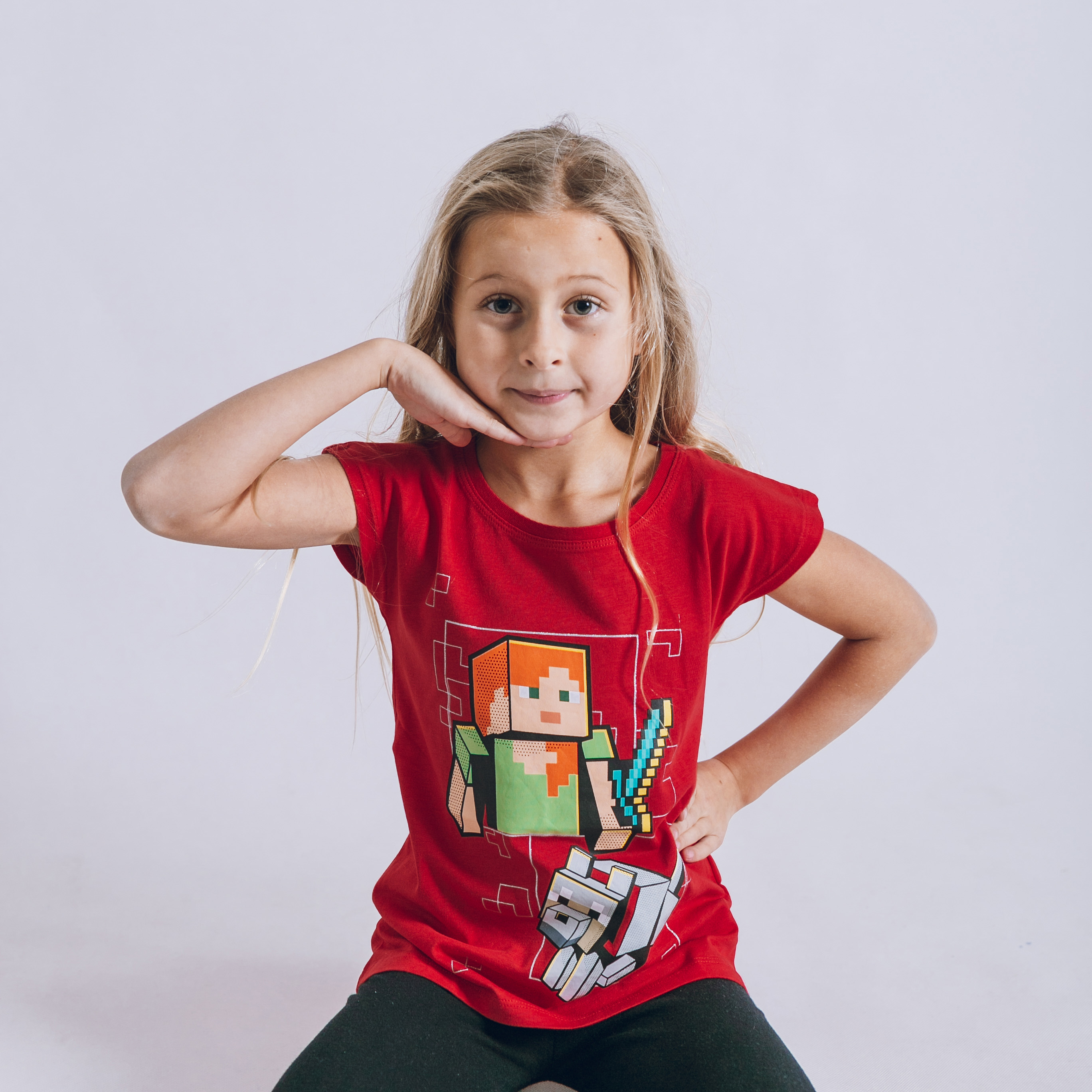 Dievčenské tričko Minecraft Red Veľkosť: 104