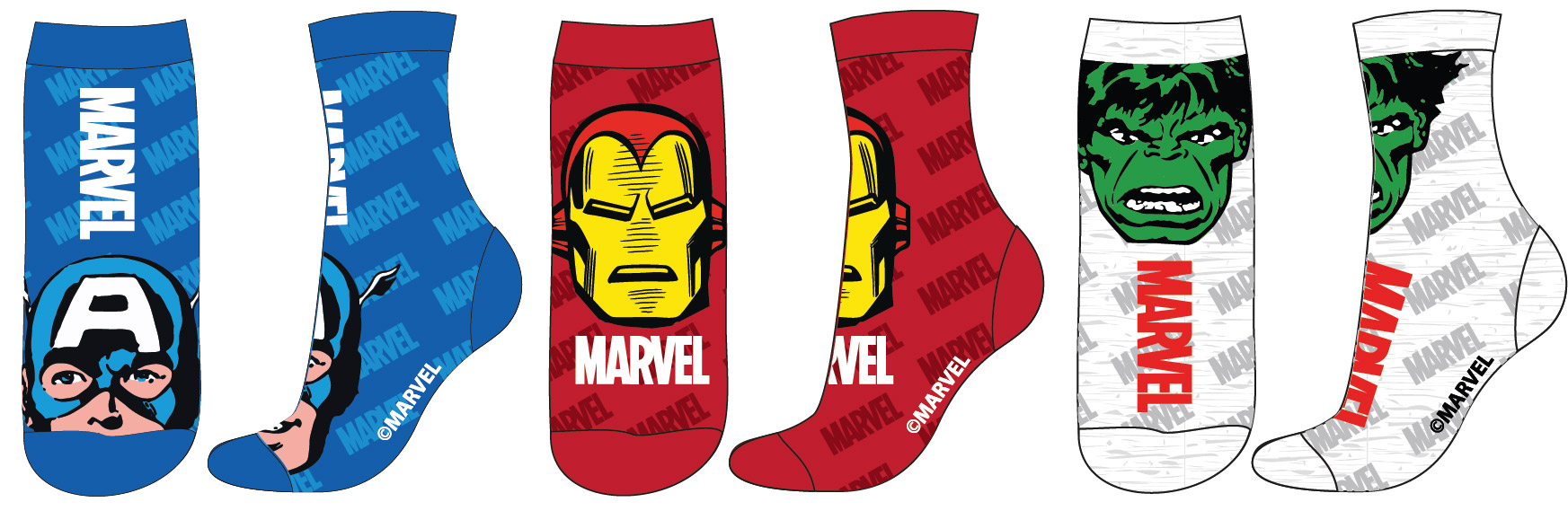 Marvel Avengers Detské ponožky Marvel Avengers, 3-balenie Veľkosť: 31-34