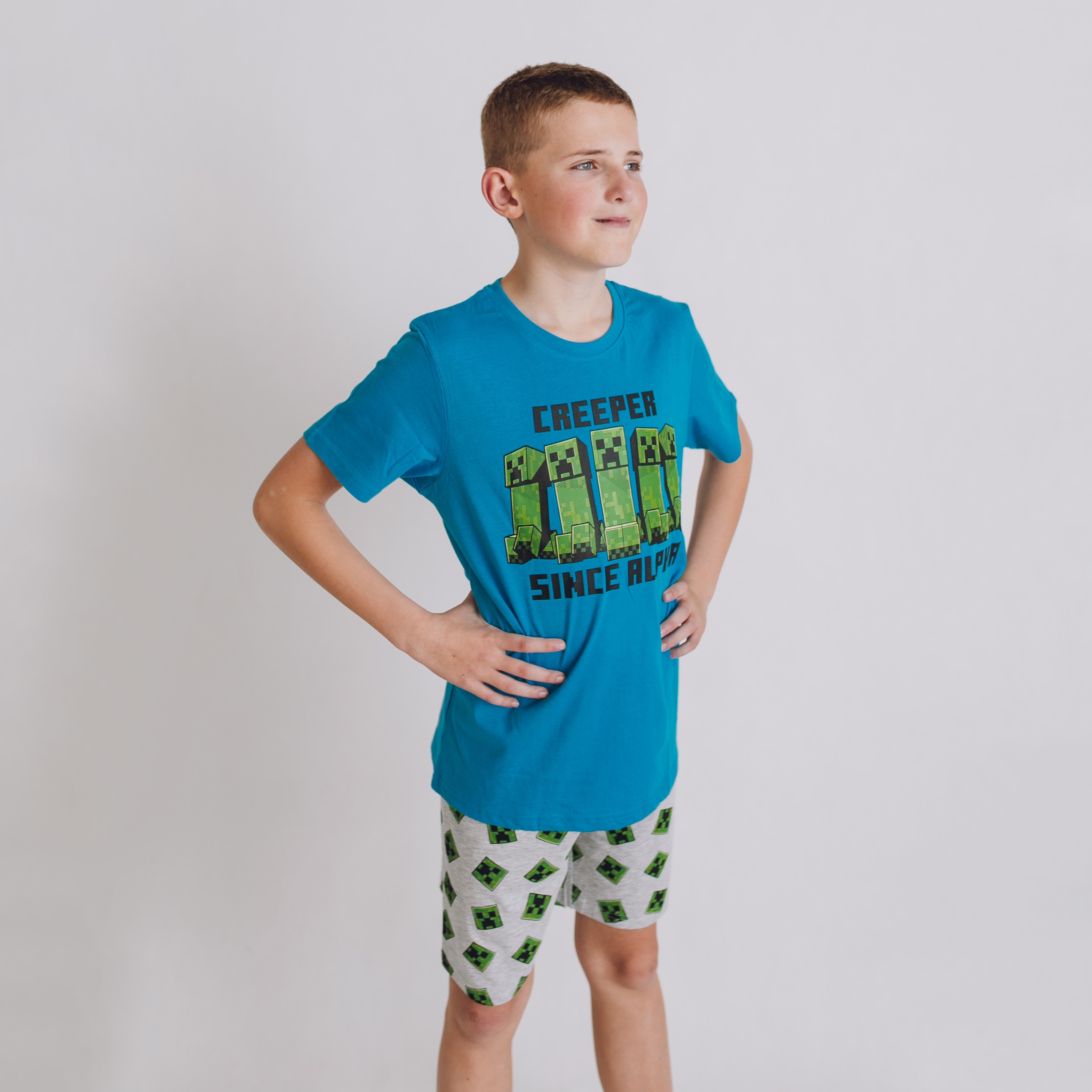 Detské letné pyžamo Minecraft Creeper Since Alpha Veľkosť: 152