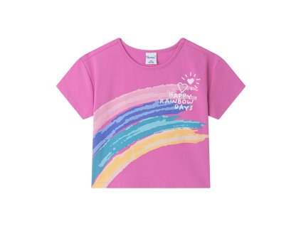 Detské ružové tričko s dúhou – Happy Rainbow Days | Pohodlné a štýlové tričko pre dievčatá