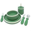 Silikónový detský jedálenský set Smikkels – zelený