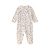 Dojčenský overal na spanie – Béžový s kvetinovým vzorom, 100% bavlna