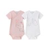 Detské zavinovacie body s krátkym rukávom - sada 2 ks (0-3 mesiace) – ružová & biela