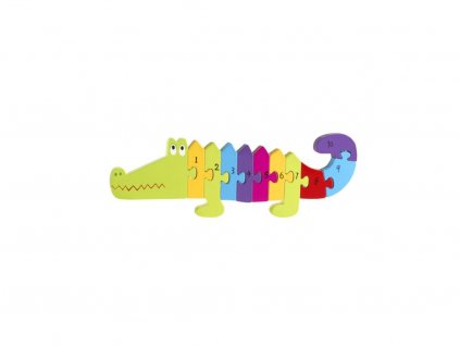 Drevené puzzle s číslami - Krokodíl