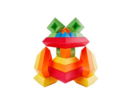 Stavebnice Wedge-it - Skládací pyramida - duhové barvy (15 dílků)