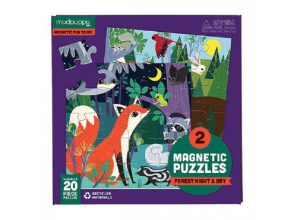 Magnetické puzzle - Les ve dne i v noci (2x20 ks)