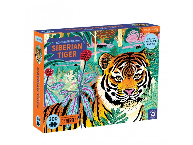 Puzzle - Sibiřský tygr - Ohrožený druh (300 ks) / Puzzle Siberian Tiger Endangered Species (300 pc)