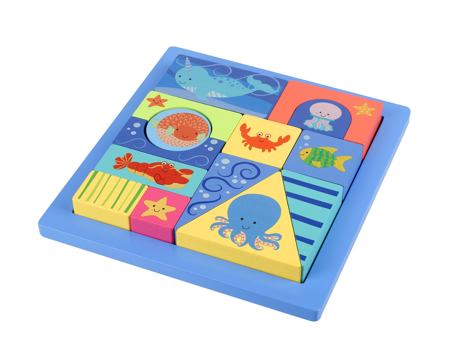 Orange Tree Toys Dřevěné puzzle kostky - Mořský svět