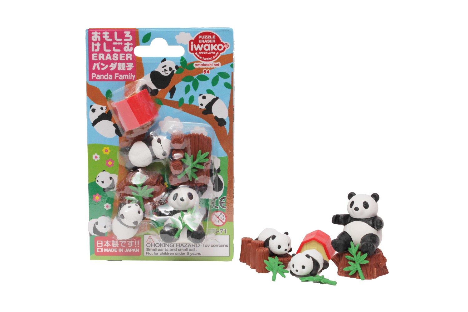 Levně Iwako Gumy set - Panda Family (9 ks)