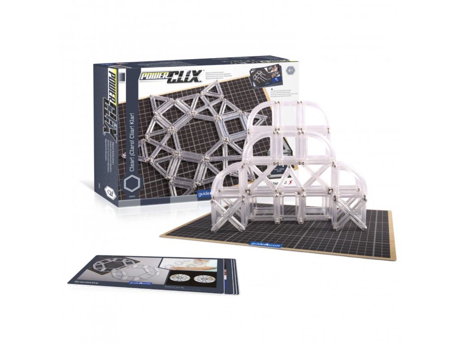 GuideCraft Magnetická stavebnice - PowerClix Frames Clear set (74ks)
