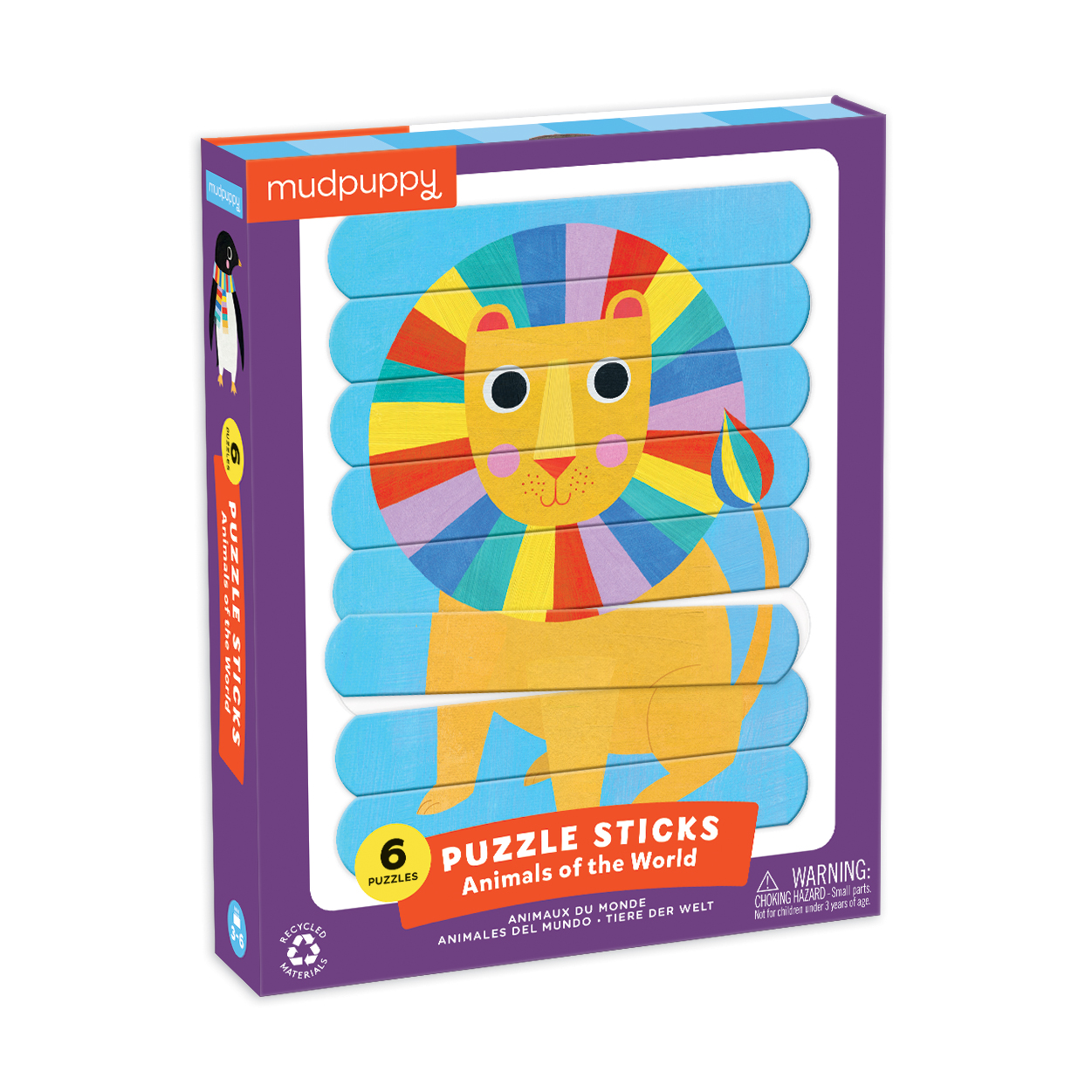 Levně Mudpuppy Puzzle Sticks - Zvířata světa (24 dílků)