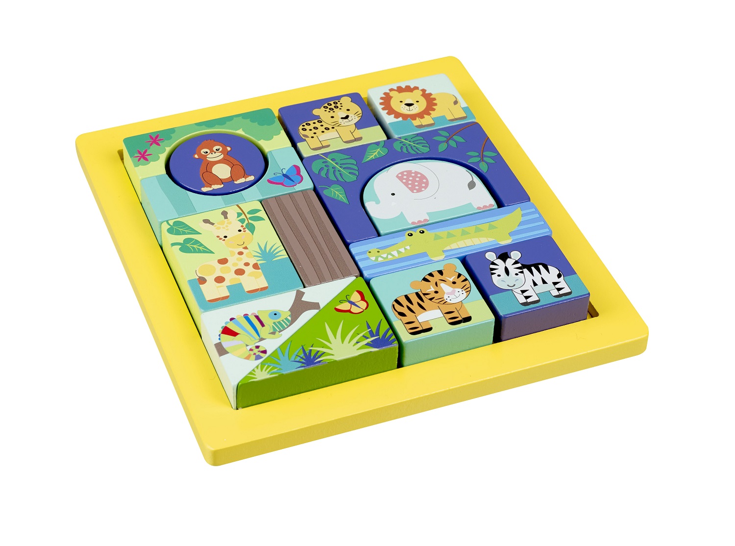 Orange Tree Toys Dřevěné puzzle kostky - Zvířata džungle