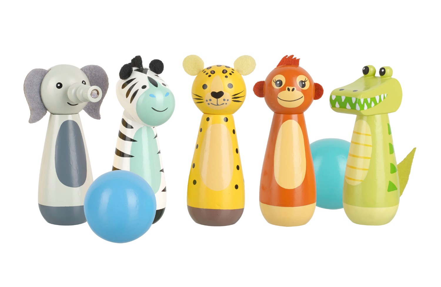 Levně Orange Tree Toys Dřevěné kuželky - Zvířátka z džungle