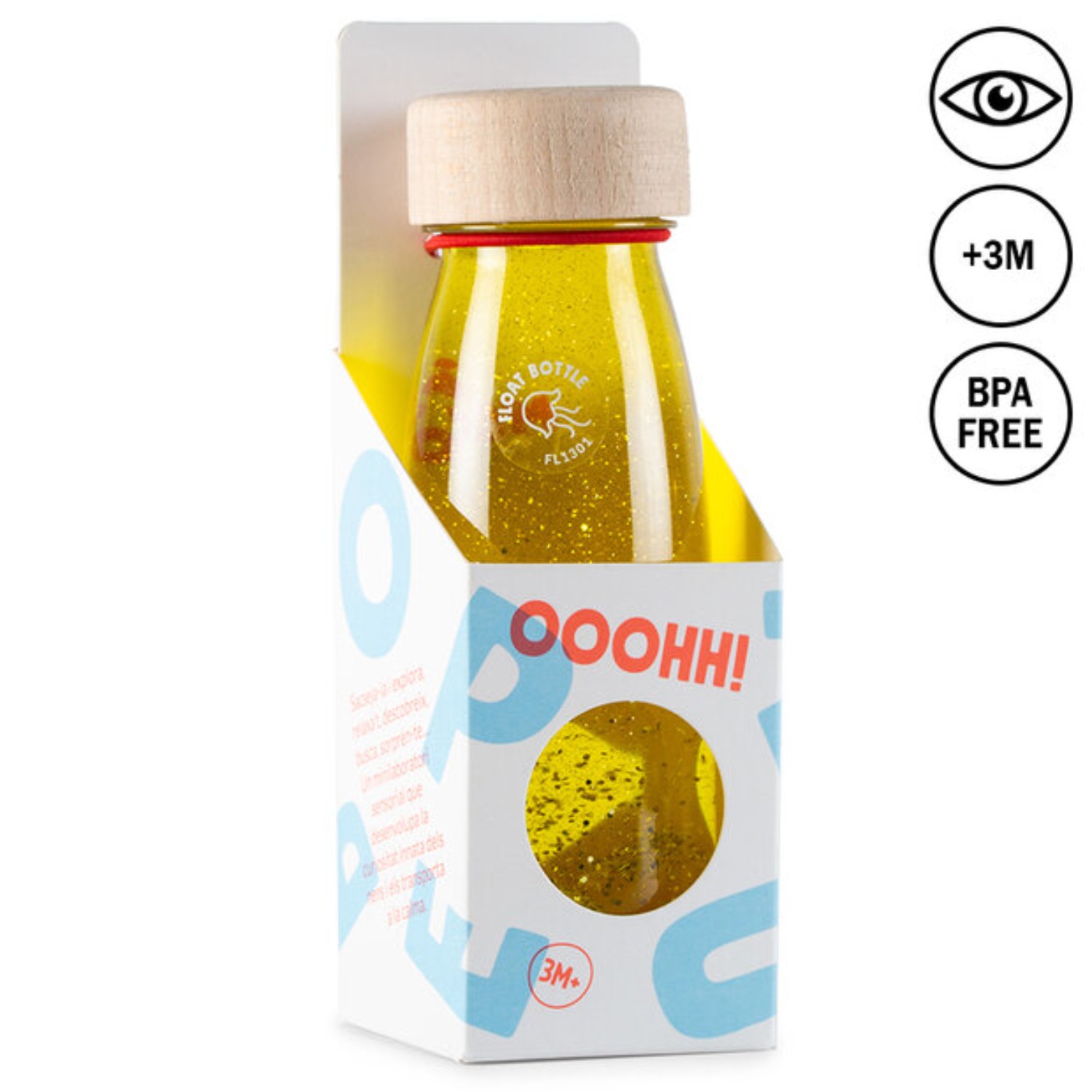 Levně Petit Boum Senzorická plovoucí lahev ŽLUTÁ (Yellow) 250 ml