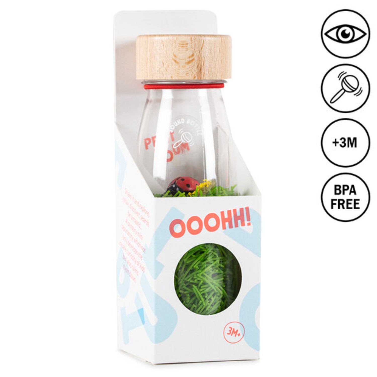 Levně Petit Boum Senzorická zvuková lahev BERUŠKY (Ladybirds) 250 ml